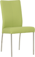Felgroene leren moderne eetkamerstoel Comfort - poot rond rvs - Toledo Leer Lime (felgroen leer)