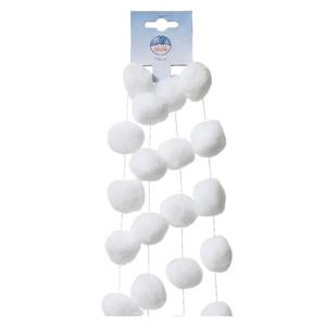 Decoris sneeuwballen slinger - wit - L180 cm   -