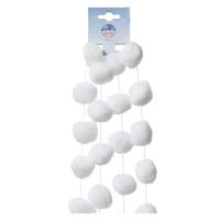 Decoris sneeuwballen slinger - wit - L180 cm   -