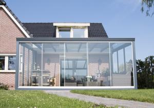 Tijdelijk 15% korting | Glasschuifsysteem Profiline R3 (3-spoor) type C - 243,5x214,5 cm RAL9010 (gebroken wit), vast deel rechts - Rails antraciet - SALE25015 Veiligheidsglas Verasol