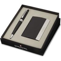 Sheaffer SF-G2931251-3 Balpen 300 M Giftset Glossy Black Chrome Plated + Visitekaarthouder Sheaffer SF-G2931251-3 Balpen 300 M Giftset Glossy Black Chrome Plated + Visitekaarthouder