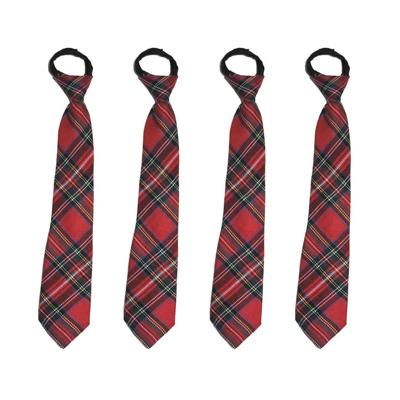 Verkleed stropdas voor Schots thema feest - 4x stuks - Schotse stropdas - rood geblokt - Carnaval Verkleed stropdas voor Schots thema feest - 4x stuks - Schotse stropdas - rood geblokt - Carnaval