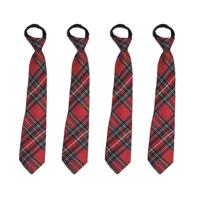Verkleed stropdas voor Schots thema feest - 4x stuks - Schotse stropdas - rood geblokt - Carnaval Verkleed stropdas voor Schots thema feest - 4x stuks - Schotse stropdas - rood geblokt - Carnaval