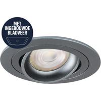 Spot Armatuur GU10 - Pragmi Motion - GU10 Inbouwspot met Bladveren - Rond - Kantelbaar - Gunmetal - Aluminium - Ø92mm