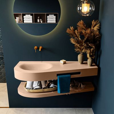 MONDIAZ RIVA 120cm Wastafel met planchet kleur Rosee. Wastafel DULCET links 0 kraangaten kleur Rosee. MONDIAZ RIVA 120cm Wastafel met planchet kleur Rosee. Wastafel DULCET links 0 kraangaten kleur Rosee.