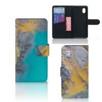 Alcatel 1B (2020) | Bookcase | Marble Blue Gold | Portemonnee hoesje