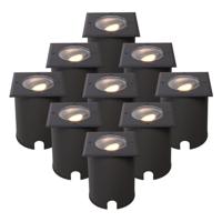 Set van 9 Cody LED Grondspots Zwart - GU10 4,4 Watt 345 lumen dimbaar - 2700K warm wit - Kantelbaar - Overrijdbaar - Vierkant - IP67 waterdicht