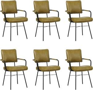 Set van 6 Leren eetkamerstoelen Solid - Met armleuning - Echt leer, Industrieel, Comfortabel en kies uit meer dan 150+ kleuren - Ontdek de Vele Leersoorten en Kleuren bij ShopX