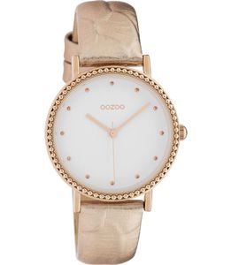 OOZOO Timepieces Horloge Rosé Goud Croco/Wit | C10423