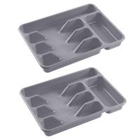 Besteklade indeler - kunststof - 5 compartimenten - grijs - 34 x 26 x 5 cm - keuken organizer