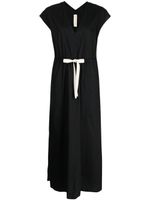 Lee Mathews robe en popeline à col v - Noir