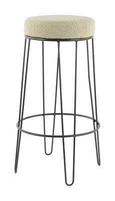 Light & Living Barkruk 'Alice' Bouclé, kleur Karamel (zithoogte 73cm)