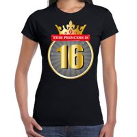 This princess is 16 verjaardag t-shirt zwart 16 jaar voor dames