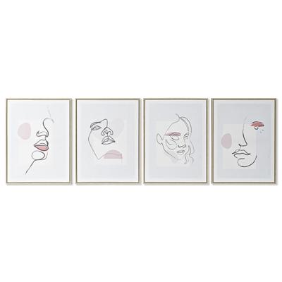 Schilderij DKD Home Decor Gezicht Scandinavisch 45 x 2,5 x 60 cm (4 Stuks)