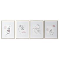 Schilderij DKD Home Decor Gezicht Scandinavisch 45 x 2,5 x 60 cm (4 Stuks)