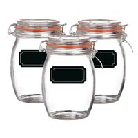 Weckpot/inmaakpot - 4x - 1L - glas - met beugelsluiting - incl. etiketten - Weckpotten