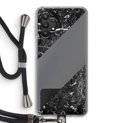 Zwart marmer: Samsung Galaxy A32 5G Transparant Hoesje met koord