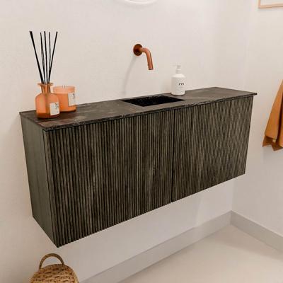 Toiletmeubel Mondiaz Joya Dlux | 100 cm | Meubelkleur Shadow | Faye wastafel Lava Wasbak Midden | Zonder kraangat(en)