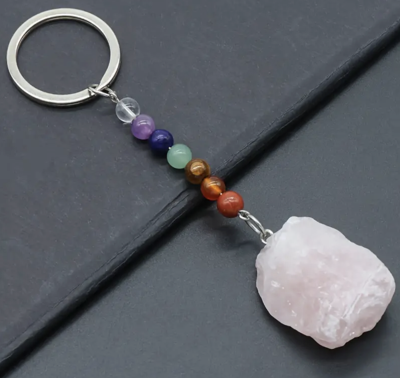 Rozenkwarts Chakra Sleutelhanger - Tijgeroog - Spiritueelboek.nl