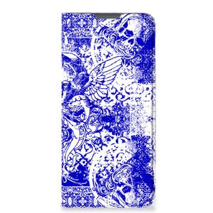 Mobiel BookCase Motorola Moto E32 | Moto E32s Angel Skull Blauw