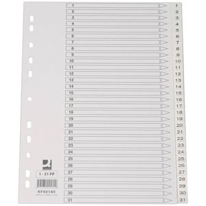Q-CONNECT tabbladen set 1-31, met indexblad, ft A4, wit 15 stuks