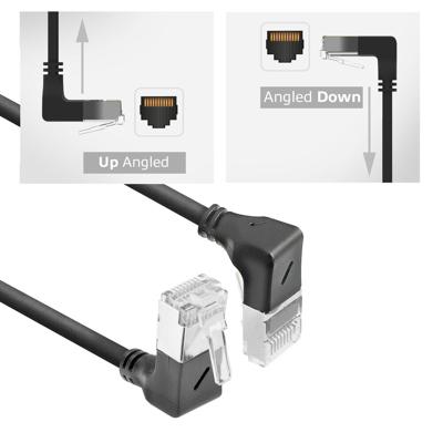 ACT DA7903 U/FTP CAT6A LSZH Slimline Patchkabel | RJ45 Connectoren 90° Haaks Beneden naar 90° Haaks Boven | Zwart | 3 meter