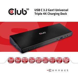 CLUB3D CSV-1562 notebook dock & poortreplicator Docking Zwart