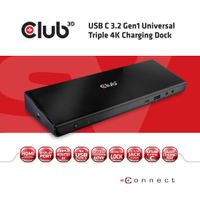 CLUB3D CSV-1562 notebook dock & poortreplicator Docking Zwart - thumbnail