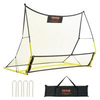 VEVOR 2 in 1 voetbal rebound dubbele netten draagbare baffle voetbal 25,4 x 25,4 mm, rebounder voetbal ijzeren pijp & PE-net kinderen en tieners verstelbaar voetbaldoel rebounder kicker geel