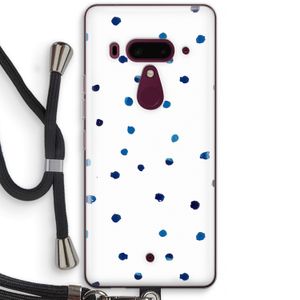Blauwe stippen: HTC U12+ Transparant Hoesje met koord