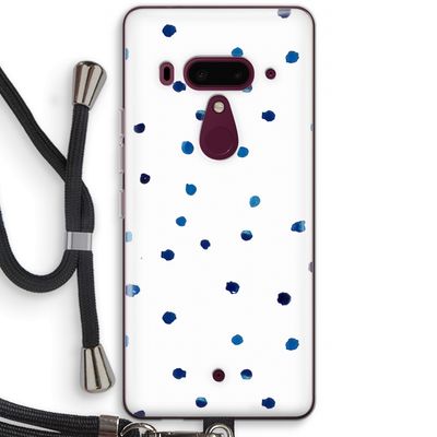 Blauwe stippen: HTC U12+ Transparant Hoesje met koord