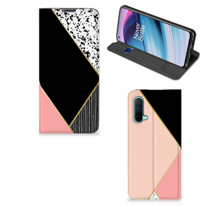 OnePlus Nord CE 5G Stand Case Zwart Roze Vormen