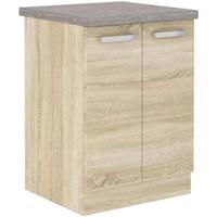 Lage kast met 2 draaideuren - Sonoma eiken decor - B 60 x D 51,6 x H 85 cm - LASSEN