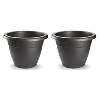 Plasticforte Plantenpot - 6x - antraciet - kunststof - rond - D43,5 cm -Bloempotten - buiten