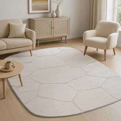 Luxe Japandi Vloerkleed Elio - Crème Natuursteenlook-160 x 230 ovaal