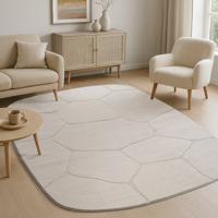 Luxe Japandi Vloerkleed Elio - Crème Natuursteenlook-160 x 230 ovaal