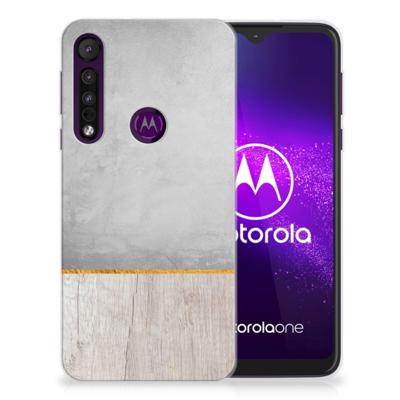 Motorola One Macro | Bumper Hoesje | Wood Concrete