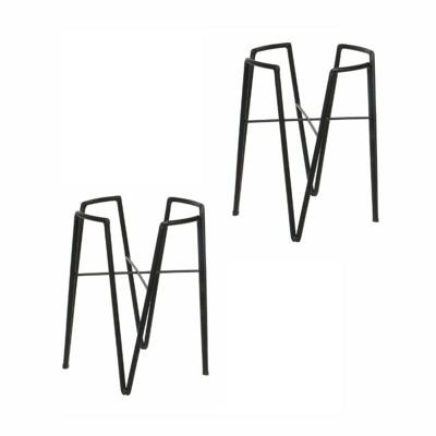 Mica Decorations - 2x - bloempot plantenpot standaard verhoger - zwart - D17.5 x H25 cm - metaal