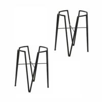 Mica Decorations - 2x - bloempot plantenpot standaard verhoger - zwart - D17.5 x H25 cm - metaal