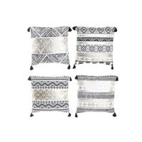 Kussen DKD Home Decor Zwart Gouden Polyester Katoen Aluminium Arabisch (45 x 10 x 45 cm) (4 Stuks)
