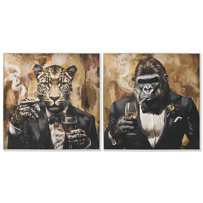 Canvas Home ESPRIT Bruin Zwart Gouden 103,5 x 3,5 x 103,5 cm (2 Stuks)