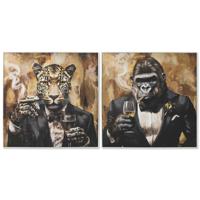 Canvas Home ESPRIT Bruin Zwart Gouden 103,5 x 3,5 x 103,5 cm (2 Stuks) - thumbnail