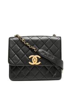 CHANEL Pre-Owned grand sac porté épaule matelassé à rabat (1995) - Noir