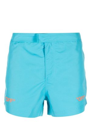 Off-White short de bain à logo imprimé - Bleu