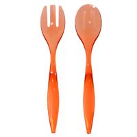 Sla bestek/couvert - 2 delig - rood - kunststof - 29 cm - saladebestek/slacouvert
