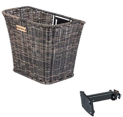 Basil bremen rattan look fm - fietsmand - voorop - inclusief fm stuurpenhouder - bruin