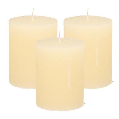 Stompkaars - 3x - ivoor wit - 7 x 9 cm - middel rustiek model - cilinderkaars - kaars Stompkaars - 3x - ivoor wit - 7 x 9 cm - middel rustiek model - cilinderkaars - kaars