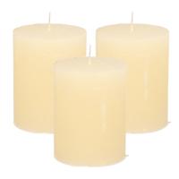 Stompkaars - 3x - ivoor wit - 7 x 9 cm - middel rustiek model - cilinderkaars - kaars