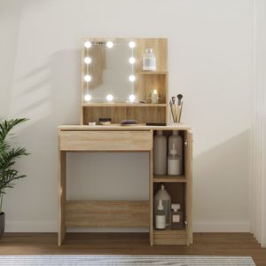 Kaptafel met LED-verlichting 86,5x35x136 cm sonoma eikenkleurig