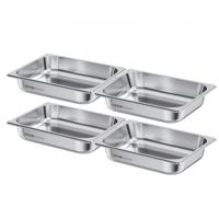 VEVOR Gastronormbak 1/2 maat Voedselcontainer Roestvrij staal 4 stuks 3,8L